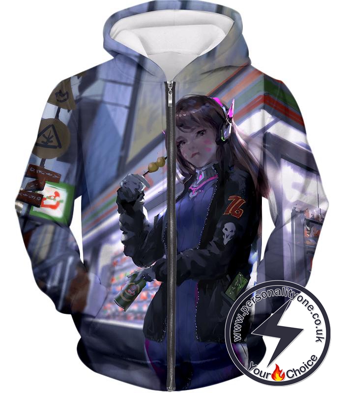 Overwatch Best Overwatch Tank Support D.Va Cool Zip Up Hoodie